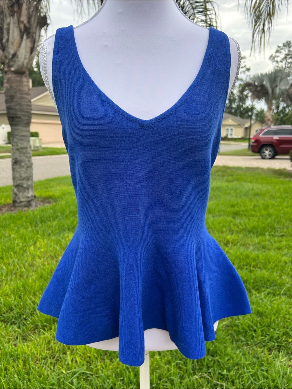 NWT🌷Express Cotton V-Neck Peplum Sweater Tank Top